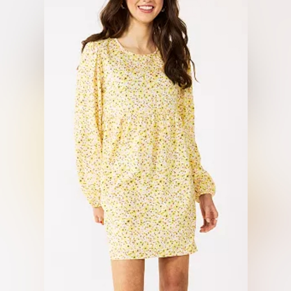 NWT SO Yellow Floral Tie Back Mini Dress. Size M